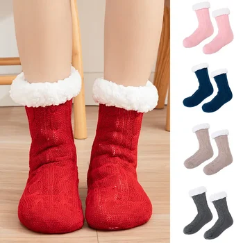 Есенно-зимни кадифени чорапи за пола със средна дължина, домашни дамски чорапи за месечен сън, чорапи за килими Snowslipper