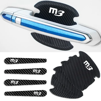 Етикети към китката си на дръжката на вратата на колата е от въглеродни влакна, иконата за защита от сблъсъци, защитни стикери за Mazda 3 M3, аксесоари за автостайлинга с логото на