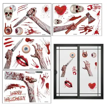 Етикети с кървав принтом на Хелоуин, ужасни етикети с черепа на Хелоуин, безопасен за използване инструмент за декорация костюмирани партита за cosplay