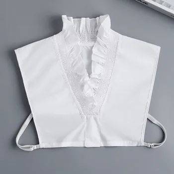 Жена памук подвижна яка за пуловери, блузи, ризи, декоративен женски аксесоар за бяла риза с накладным яка