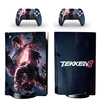 Защитен стикер за покриване на игралното диск Tekken 8 PS5, vinyl стикер за обложка на диска PS5 за конзола контролер