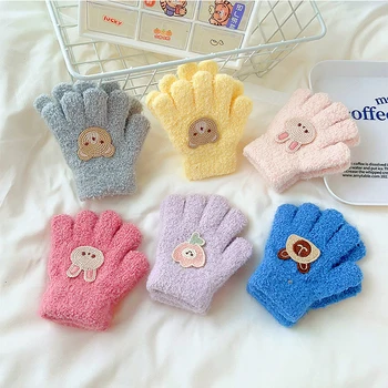 Зимни Детски ръкавици за деца от 1-3 години, топло за ръце, мультяшные възли ръкавици с пълни пръсти, за момчета и момичета, топли ръкавици за новородени