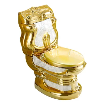 Златен тоалетна европейския двора, ретро хотел, перлено бял златен тоалетна чиния с разделен цвят.