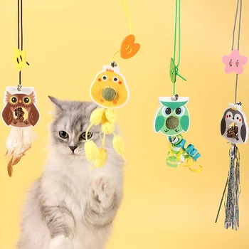 Играчки за котки, които имитират Птици, Еластичността на Котешки въжета, Царапающую Кошачью пръчка, Интерактивна играчка за котки, Забавна Самоподвешивающаяся вратата, Убирающаяся