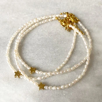 Изискани бижута гривна ръчно изработени от 2021 ретро естествени перли естествен камък висулка във формата на златна звезда за дамски модни аксесоари нова тенденция