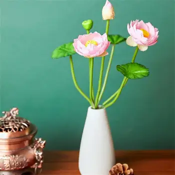 Изкуствени цветя, Фалшиви Цветя 30 см Имитация на малък Лотос Малка Водна Лилия Коприна Имитация цвете за декорация Декор на домашен офис