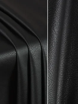 Кожена тъкан е Тъмно-черна матова Мека водоустойчива износостойкая дебела кожена чанта за дрехи, кърпичка за колани, материал за шиене със собствените си ръце