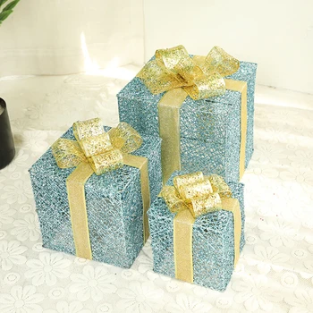 Коледен Подарък Кутия 3шт Многофункционален Iron Златен Орнамент Домашен Занаят Празнична Атмосфера За Децата си Приятели Кухи Кутии