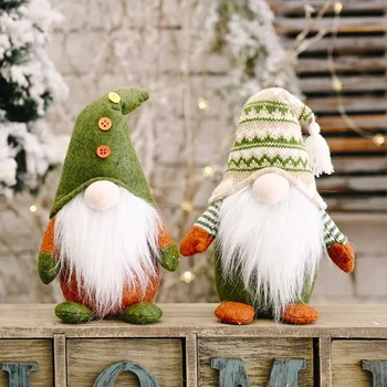 Коледна Безлични Кукла, Кукла-фея в зелен Декоративен стил Скандинавски Украшение на Рудолф Коледен Декоративен Рудолф в Зеления стил