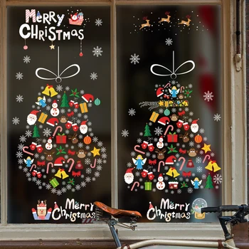 Коледна елха, Коледни Подвижна водоустойчива етикети, художествена стикер на стената, домашен магазин, витрини в общежитието, стикер за декор