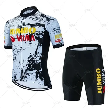 Комплект от джърси за колоезденето Jumbo Visma, Мъжки дрехи за триатлон, шорти-престилки, Лятна велосипедна форма, костюми Ropa Ciclismo Трико