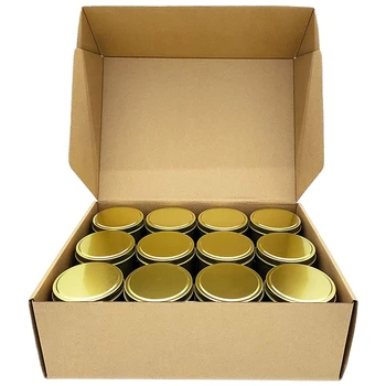 Консервени кутии за свещи, 24 бр, 4 грама, метални контейнери за свещи за производство на свещи, декоративно-приложното изкуство, сухо съхранение, златни