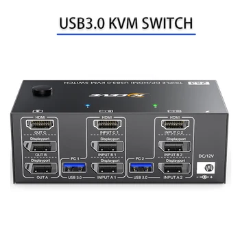 копиране / Разширен екран EDID USB споделяне switch USB3.0 KVM SWITCH 8K30HZ HDMI-съвместим адаптер-сплитер live Game screen дърва