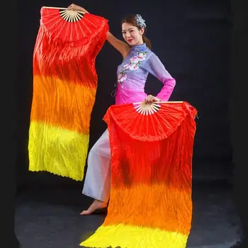 Копринени вентилатора за танци Yangko Bailea с дължина 1,5 м, които наподобяват танц на корема, с цилиндрична форма двустранни за възрастни, за танца на корема N8h9