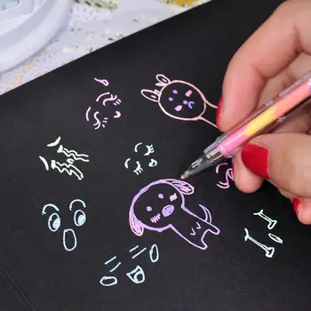 Креативна многоцветен Розова дръжка 6 В 1, Маркери, Гел писалка, учениците Рисуват Графити, флуоресцентно дръжка, Албум 