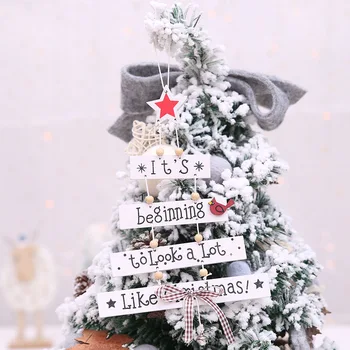 Креативни Цветни букви Дървена окачване под формата на елхи С Нов 2024 година Коледна окачване Навидад Весел Коледен декор за дома
