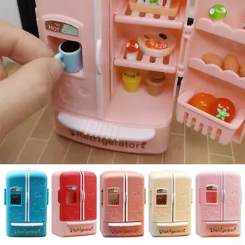 Куклена къща в миниатюра 1: 12, Кухненски мебели, Аксесоари, Пластмасов хладилник, модел хладилника за куклена къща, играчки за всекидневна декор