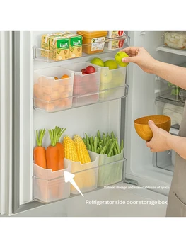 Кутия за съхранение на прясна храна в хладилника, Странична задвижваната хладилника, Контейнер за съхранение на плодове, зеленчуци, подправки, Кухненски органайзер, кутии за съхранение