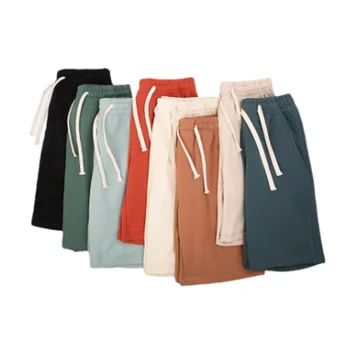 Летни памучни шорти 380 грама за мъжки връхни дрехи тънки свободни ежедневни капри тенденция чифт спортни панталони големи размери J0004