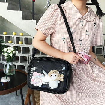 Луксозна чанта през рамо от изкуствена кожа, дамски Сладки чанти, Сладък Прозрачен джоб