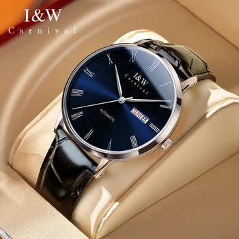 Луксозни автоматични часовници IW Rome Time, бизнес кожа Водоустойчив мъжки часовник, Механичен мъжки часовник, Сапфирен огледало Reloj Hombre
