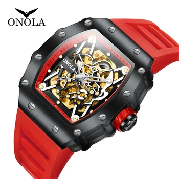 Луксозни мъжки часовници марка ONOLA, автоматични механични мъжки часовник, водоустойчив ръчен часовник златни