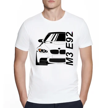 Любителите на спортните автомобили, Летни мъжете, Нова мода с кръгло деколте Active e92 m3, бяла тениска с принтом в стил хип-хоп, ризи с къс ръкав