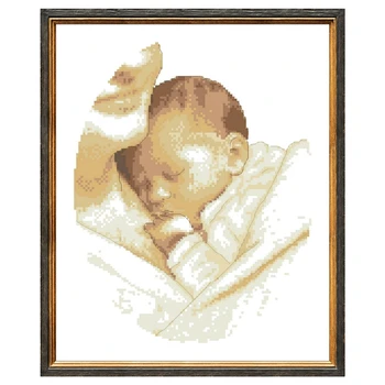 Малък ангел кръст бод кръст бод за майката и сина и децата на 18-каратово злато 14 карата 11 карата плат памучен конец, бродерия със собствените си ръце бродирани ръчно изработени