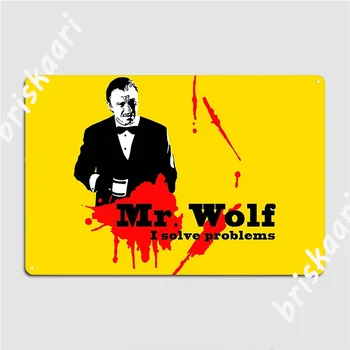 Метална Табела Mr. Wolf, Заведение, Театър, Украса на Гараж на поръчка, Калай Знак, Плакат