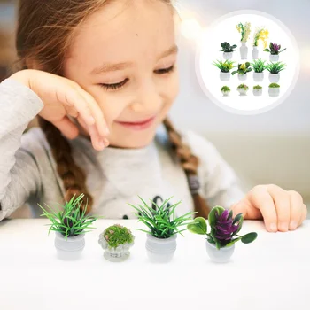 Модели миниатюри симулационни растения в саксии, растения за куклена къща, растения бонзай, за да куклена къща, малка шарка от изкуствена зеленина