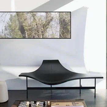 Модерен Изчистен Скандинавски Лесен Луксозен Стол Специална Форма На Villa Home Living Room Leisure Leather Chair