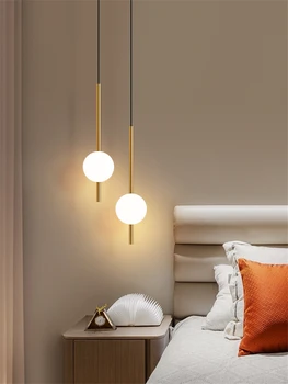 Модерен Прости Стъклени топки, Висящи лампа Nordic Нощна лампа за спални, Подвесная Полилей за вашия интериор, столова и ресторант на дълга линия