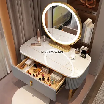 Модерен тоалетка в скандинавски стил, тоалетна масичка до прозореца малък апартамент, Тоалетни масички за кафе, шкаф за съхранение на мебели за спални Toaletka