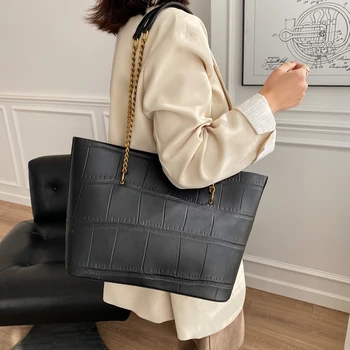 Модерни дамски чанти от изкуствена кожа, с висококачествена Дамска чанта през рамо с голям капацитет, Дизайнерски Ежедневни дамски чанти-тоут, Новост