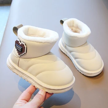 Модерни детски обувки Есен Зима Топли дебели памучни зимни обувки за момчета и момичета, кожени памучни обувки за малки деца, ежедневни обувки