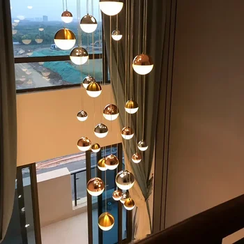 Модерни минималистичные сферични led висящи осветителни тела за хол трапезария Стълби Кафе Начало декор Полилей Лампа за помещения