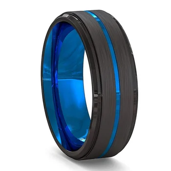 Модерни сини пръстени от неръждаема стомана 2023 година за мъже, подарък за годишнина, Бижута, Аксесоари, Реколта Матово черни Годежни пръстени