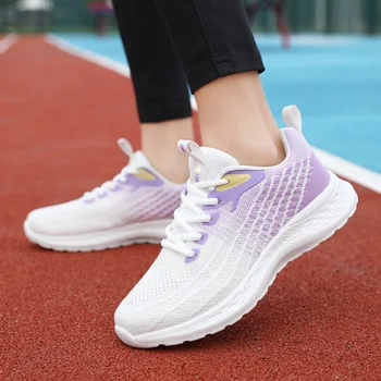 Модни маратонки за жени, леки, дишащи плетени обувки, ежедневни спортни обувки за тенис, дамски удобни обувки за ходене
