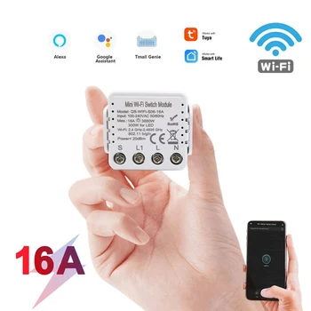 Модул Smart Switch Mini Sasha 3.0, WIFI Smart Socket Switch Умни socket 16A Гласово Управление на Работа с Алекса Home