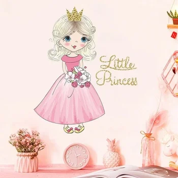 Мультяшная Розова пола Малката принцеса Стикери за стена на Спалня и Хол Стенни стикер