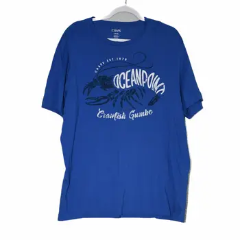 Мъжка Синя тениска Ocean Point Spicy Crawfish С Графичен Модел С Къс ръкав Sz Large