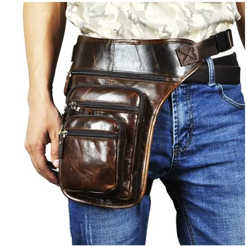 Мъжки Дизайнерски Случайни Таблетка От Естествена Кожа, чанта-Прашка, богат на функции Модерна Пътна Поясная Чанта За Краката, Мъжки 3111-c