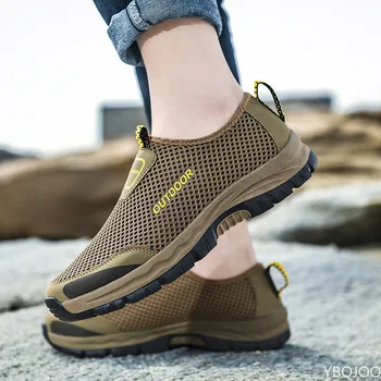 Мъжки ежедневни обувки от окото на материала, летни улични водни маратонки, мъжки маратонки, нескользящие катерене туристически обувки, Дишаща мъжки обувки за трекинг