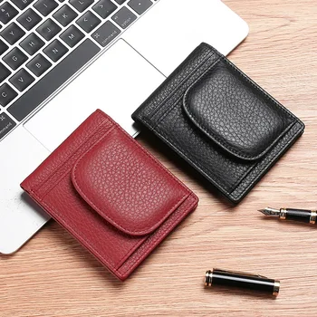 Мъжки кожен портфейл с нов стил, мъжки портфейл, кратък чантата си за дреболии, RFID противоугонный портфейл-пискюл