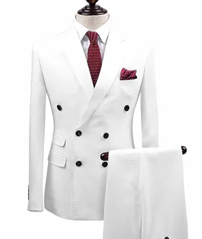 Мъжки костюми от 2 теми За Младоженеца С Назъбени Ревери, Приталенные Двубортные Бизнес Смокинги за Официална сватба (Сако + панталон)