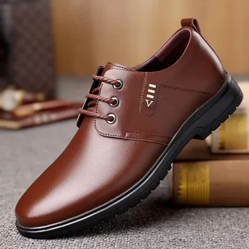 Мъжки модельная обувки 2024, Модерен бизнес офис официалната обувки, Луксозно кожено Сватбена и празнична Удобни мъжки обувки дантела