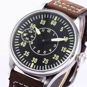 Мъжки ръчен часовник с ръчно от стерилна циферблат 3600 6497, Механизмът е механичен, без лого дизайн, светещи Сребрист Корпус 316L SS най-високо качество, 44 мм
