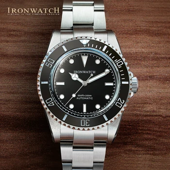 Мъжки часовник Ironwatch Sub 14060 Автоматични механични часовника 40 мм Black Water Светия реколта часовници Diver с сапфирено стъкло 8004-3