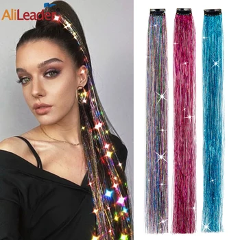 Набор от Мишуры За Коса Alileader Rainbow Лъскава Sparkle 15 Различни Цветове За Избор, 50 см, Копринена Директни Аксесоари За Плитка В стил Хипи За Момичета