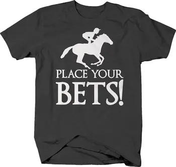 Направете своите залози! мъжка тениска с дълъг ръкав за конни надбягвания и дерби